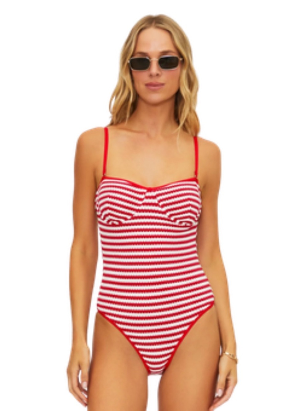BEACH RIOT Hayes One Piece Swimsuit Crimson Stripe Red White | NWT